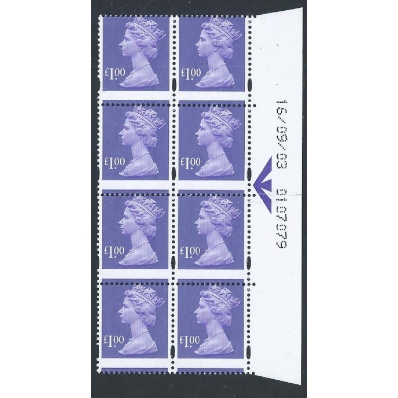 £1 bluish violet (tinted gum) PERF SHIFT warrant block.