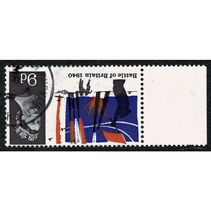 1965 Battle of Britain 9d (ord)  Fine Used marginal single. WATERMARK INVERTED. SG 677Wi.