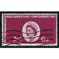 1961 Parliamentary Conference 6d MISSING GOLD. Rare used single. With Certificate. SG 629a