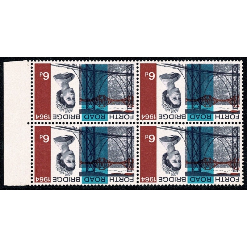 1964 Forth Road Bridge (ord). WATERMARK INVERTED marginal block of four. SG 660Wi.