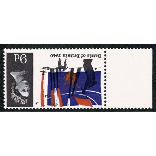1965 Battle of Britain 9d (ord) UM marginal single. WATERMARK INVERTED. SG 677Wi.