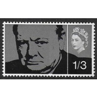 1965 Churchill 1/3 (phos)   TWO BROAD PHOSPHOR BANDS. SG Spec. 662pb