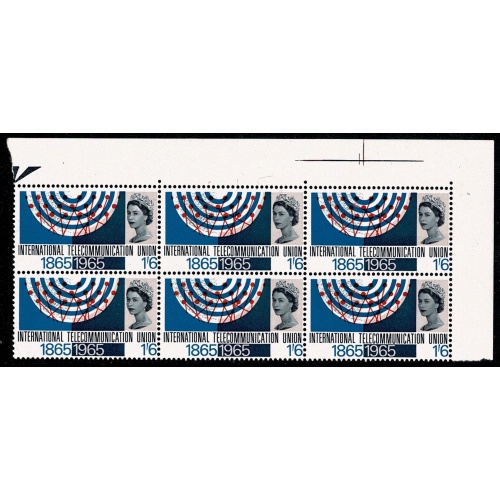 1965 ITU 1/6 (ord). Constant variety "retouched arm" SG Spec. W80d