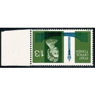 1965 Post Office Tower 1/3 (ord). Right marginal single. WATERMARK INVERTED. SG 680Wi.