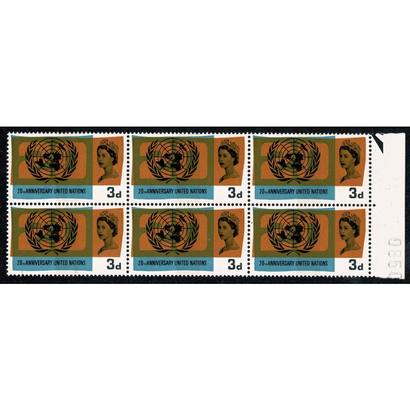 1965 UN 3d (phos).Listed variety  "broken circle" SG 681pa, Spec. WP77a