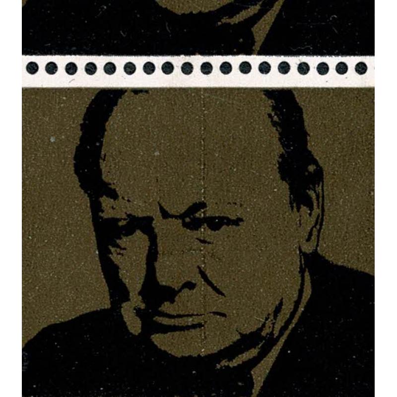 1965 Churchill 4d (Rembrandt). Cylinder 1A 1B dot  block with listed variety vertical scratch SG Spec. W56b