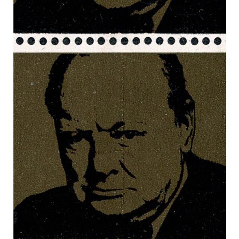 1965 Churchill 4d (Rembrandt). Cylinder 1A 1B dot  block with listed variety vertical scratch SG Spec. W56b