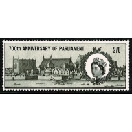 1965 Parliament 2/6. SHIFT OF GREY DOWNWARDS. SG 664 var