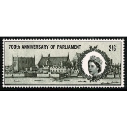 1965 Parliament 2/6. SHIFT OF GREY DOWNWARDS. SG 664 var