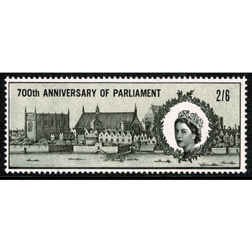 1965 Parliament 2/6. SHIFT OF GREY DOWNWARDS. SG 664 var
