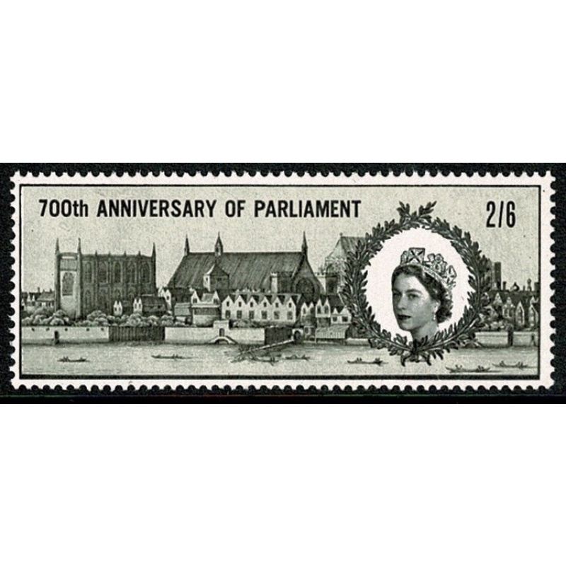 1965 Parliament 2/6. SHIFT OF GREY DOWNWARDS. SG 664 var