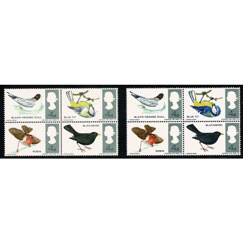 1966 Birds (ord) MISSING BRIGHT BLUE. SG 696/697g.