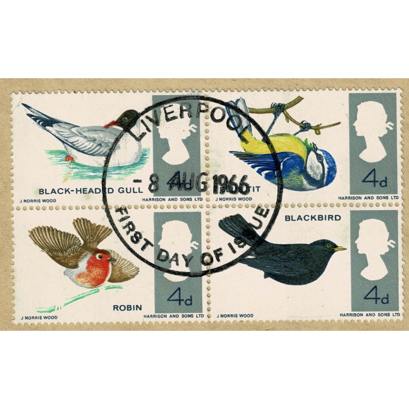 1966 Birds (phos) Missing Reddish Brown SG 698pj-699pj. First Day Cover.