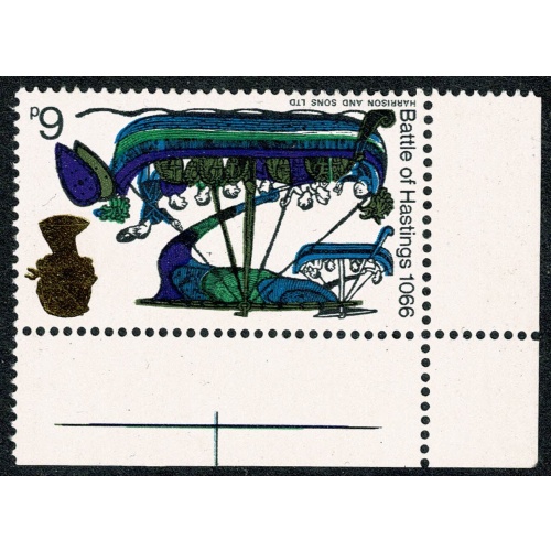 1966 Battle of Hastings 6d (ord) UM corner single WATERMARK  INVERTED. SG 711Wi