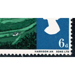 1965 Landscapes 6d (ord).Listed variety  "AN for AND" SG 690a. Positional Strip of 3.  Spec. W86b