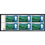 1965 Landscapes 6d (phos).Listed variety  "AN for AND" SG 690pa. Positional block of 6. Spec. WP86b