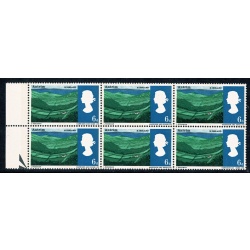 1965 Landscapes 6d (phos).Listed variety  "AN for AND" SG 690pa. Positional block of 6. Spec. WP86b