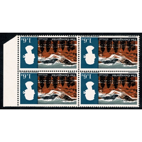 1966 Landscapes 1/6 (ord). Marginal block of four. WATERMARK INVERTED. SG 692Wi.