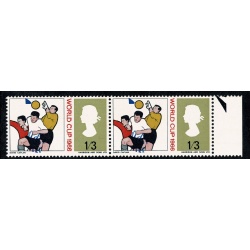 1966 World Cup 1/3. BLUE SHIFT DOWNWARD. Marginal pair. SG 695 var.