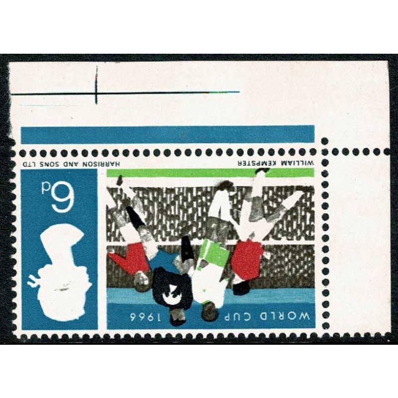 1966 World Cup 6d (ord).UM marginal single WATERMARK INVERTED. SG 694Wi.