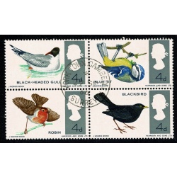 1966 Birds 4d (ord). WATERMARK INVERTED. Fine Used block SG 696aWi.