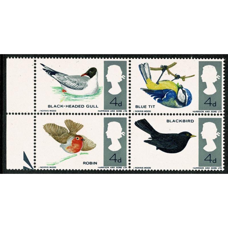 1966 Birds (ord) MISSING REDDISH BROWN. Positional block SG 698-699j