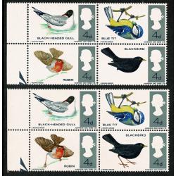 1966 Birds (ord) MISSING REDDISH BROWN. Positional block SG 698-699j