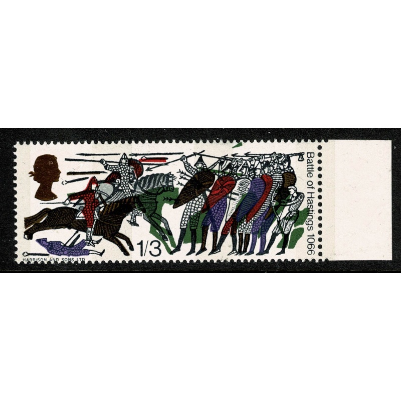 1966 Battle of Hastings 1/3 (phos). SHIFT OF BRONZE GREEN. Marginal single. SG 712p var.