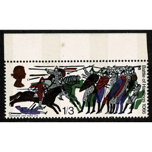 1966 Battle of Hastings 1/3 (phos). SHIFT OF BRONZE GREEN. Marginal single. SG 712p var.