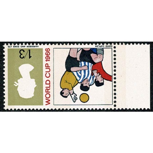 1966 World Cup 1/3 (phos).UM left marginal single WATERMARK INVERTED. SG 695pWi.