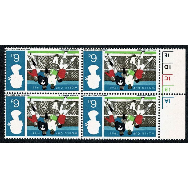 1966 World Cup 6d (ord). WATERMARK INVERTED positional block. SG 694Wi