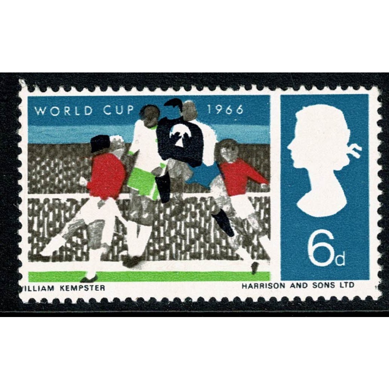1966 World Cup 6d (ord). SHIFT OF BLACK to left. SG 694 var
