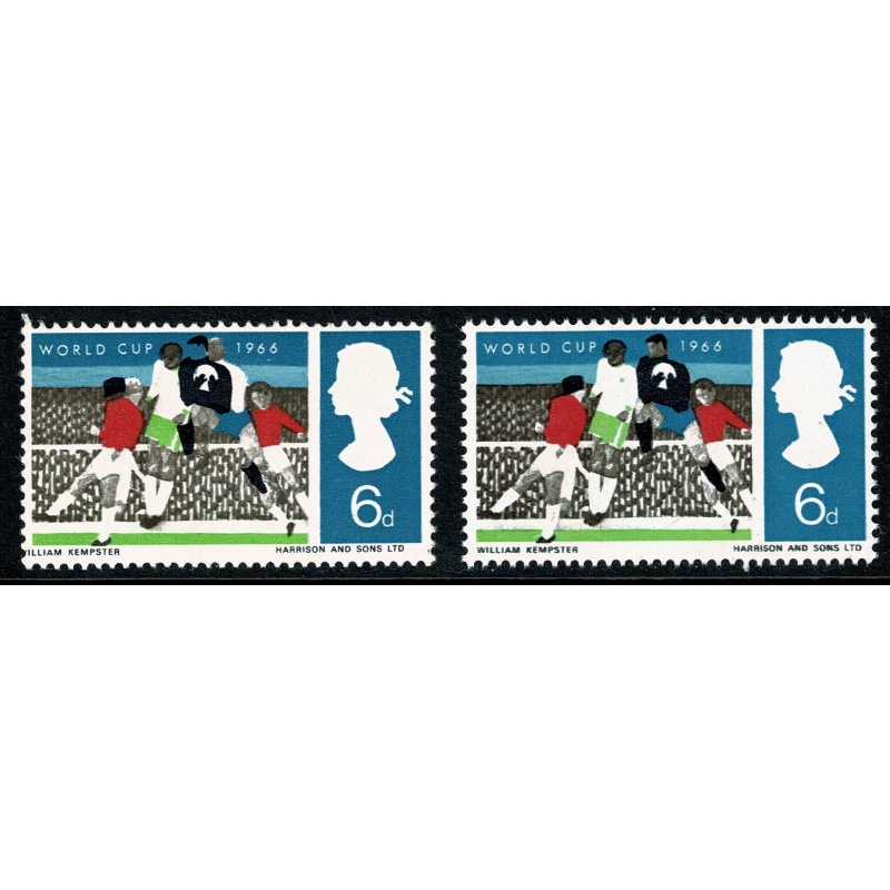 1966 World Cup 6d (ord). SHIFT OF BLACK to left. SG 694 var