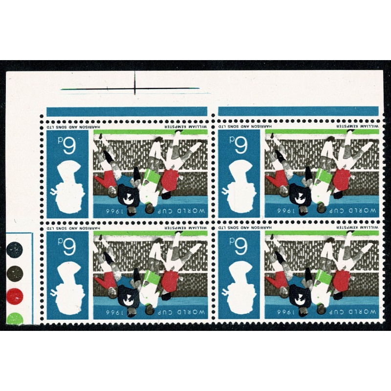 1966 World Cup 6d (ord).UM traffic light block. WATERMARK INVERTED. SG 694Wi.