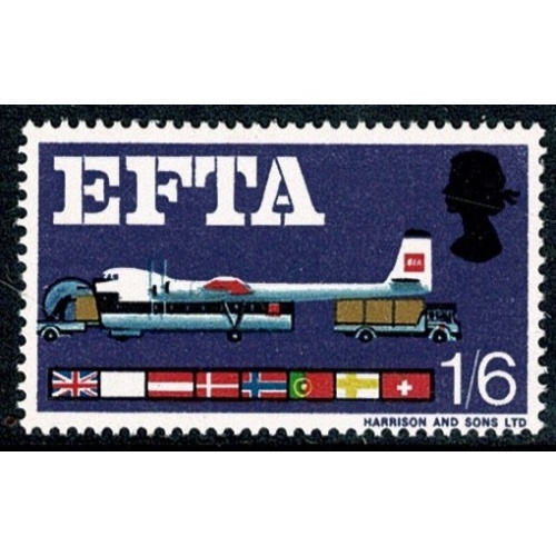 1967 EFTA 1/6 (ord). MISSING NEW BLUE. SG 716e