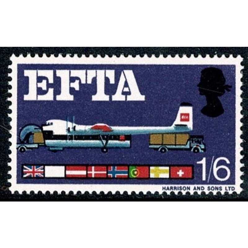 1967 EFTA 1/6 (ord). MISSING NEW BLUE. SG 716e
