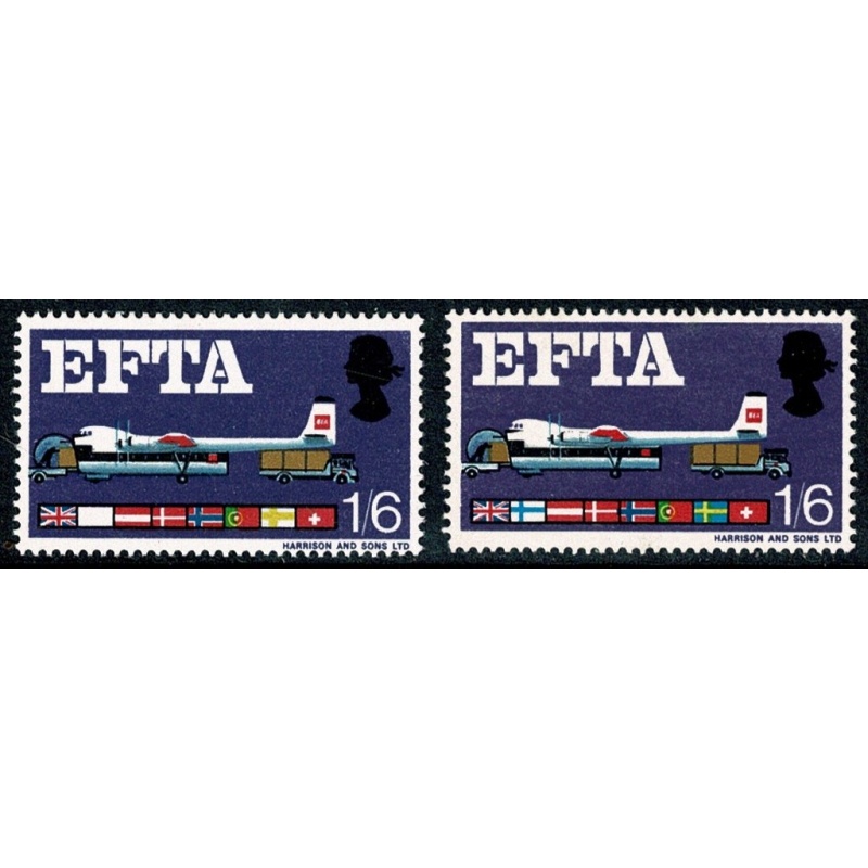 1967 EFTA 1/6 (ord). MISSING NEW BLUE. SG 716e