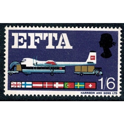 1967 EFTA 1/6 (phos). MISSING DEEP BLUE. SG 716pb