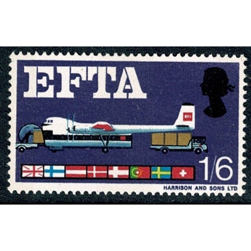 1967 EFTA 1/6 (phos). MISSING DEEP BLUE. SG 716pb