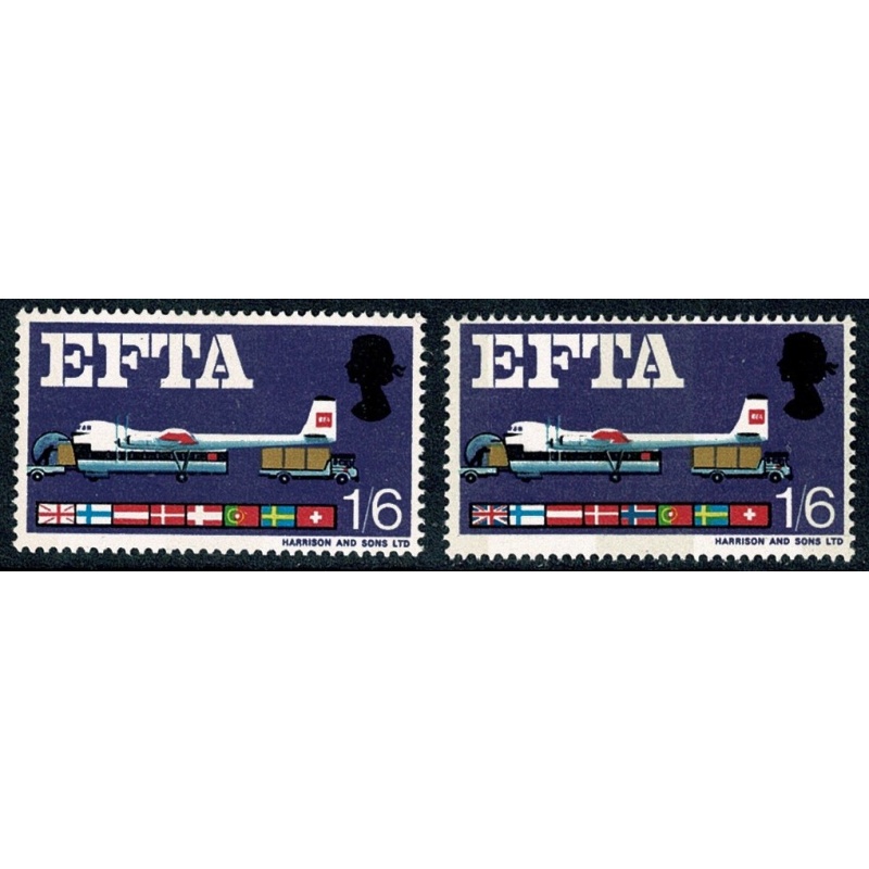 1967 EFTA 1/6 (phos). MISSING DEEP BLUE. SG 716pb
