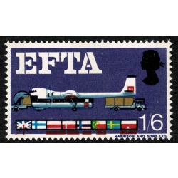 1967 EFTA 1/6 (phos). SHIFT OF RED. SG 716p var