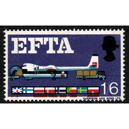 1967 EFTA 1/6 (phos). SHIFT OF RED. SG 716p var