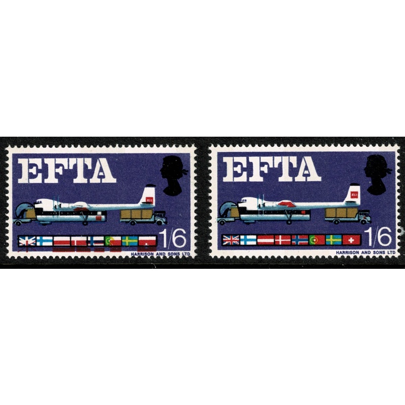 1967 EFTA 1/6 (phos). SHIFT OF RED. SG 716p var