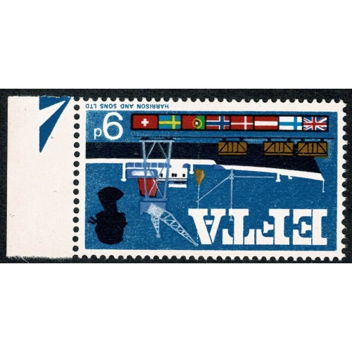 1967 EFTA 9d (ord). UM positional single WATERMARK INVERTED. SG 715Wi.
