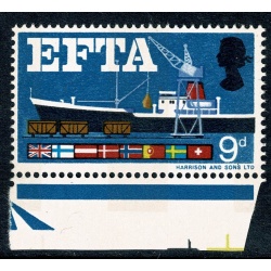 1967 EFTA 9d (phos). MISSING GREEN. SG 715c