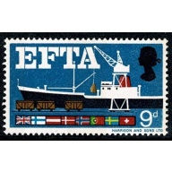 1967 EFTA 9d (phos). MISSING LILAC. SG 715pb