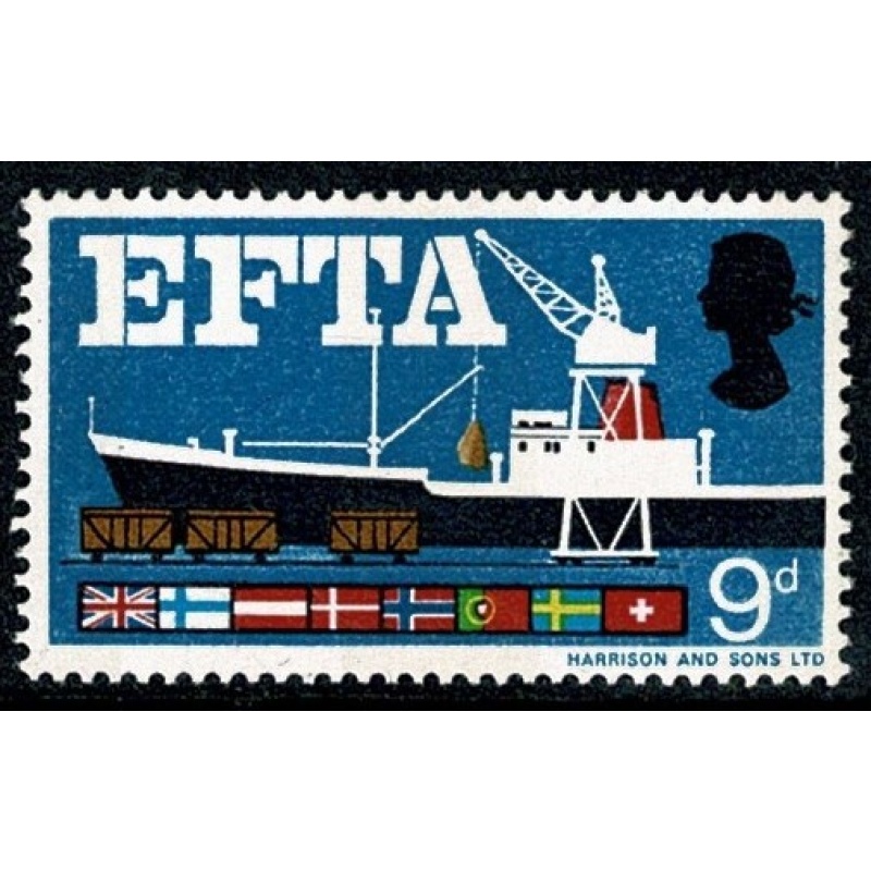 1967 EFTA 9d (phos). MISSING LILAC. SG 715pb