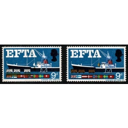 1967 EFTA 9d (phos). SHIFT OF BROWN downwards. SG 715p var