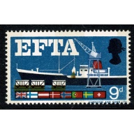 1967 EFTA 9d (phos). SHIFT OF BROWN downwards. SG 715p var