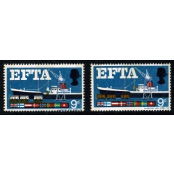 1967 EFTA 9d (phos). SHIFT OF BROWN downwards. SG 715p var